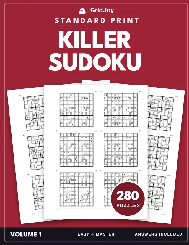 Cover of Killer Sudoku · Standard — 280 Puzzles · Standard 8.5×11 · Every Solution Printed