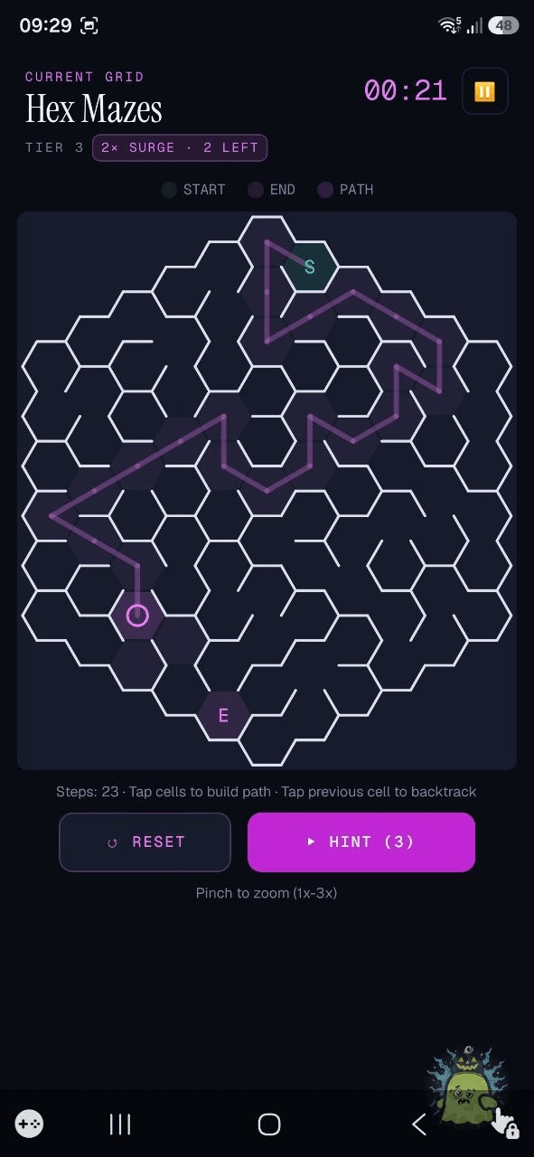 Hex Mazes — trace the path from start to end